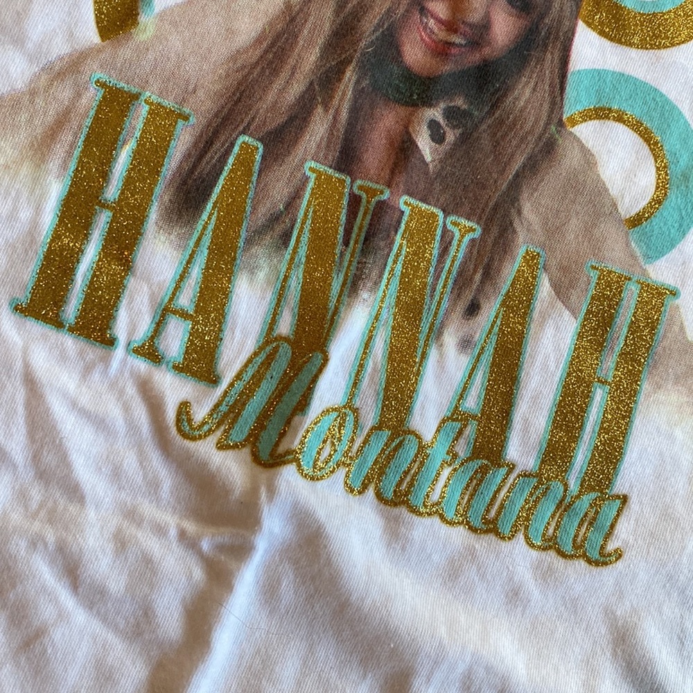 Limited Too white 100% cotton NWT graphic Hannah Montana tshirt size 20 - Picture 4 of 11